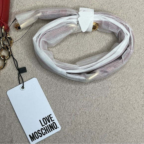 Love Moschino Red Heart Handbag Zipper Purse-Red/Gold-NEW-NWT-Valentine’s Day - Picture 7 of 16